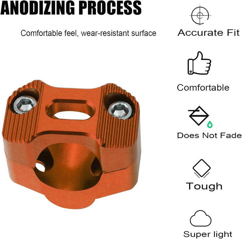 Adsspro Universal Motorcycle 7/8" 1 1/8" 22MM 28MM CNC Aluminum Handlebar Handle Risers Adjustable Fat Bar Adapter Mount Clamps Universal For EXC KLX KXF YZF CRF XR SX SXF XCW WR YZ Dirt Pit Bike (Orange) - Image 4